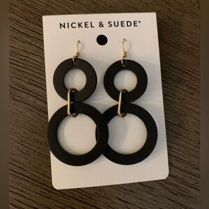 Nickel & Suede Black Circle Earrings